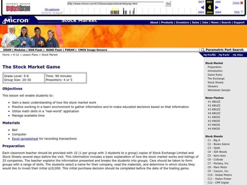 The Stock Market Game Lesson Plan