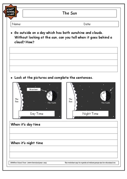 The Sun Worksheet