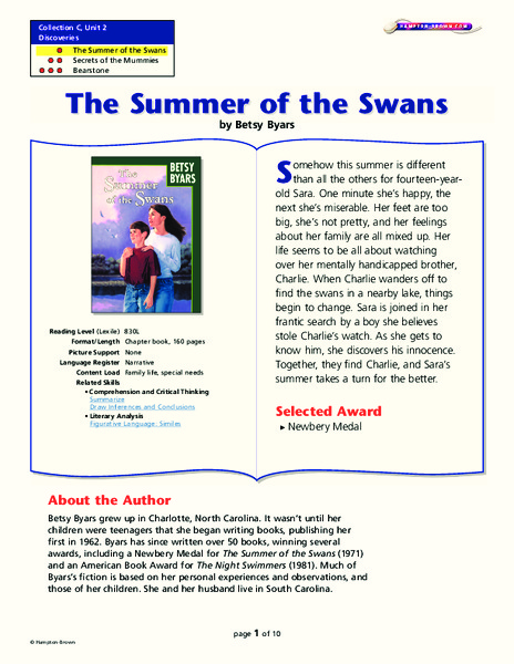 The Summer of the Swans Lesson Plan