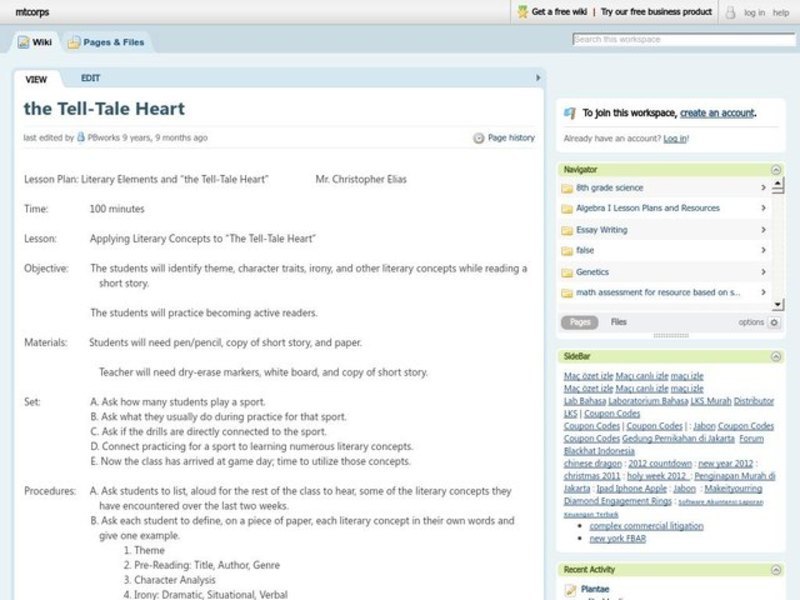 The Tell-Tale Heart Lesson Plan