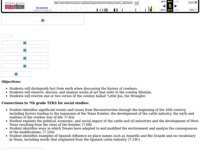 The Texas Cowboy: Myth and Reality Lesson Plan