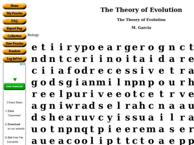 The Theory of Evolution Worksheet