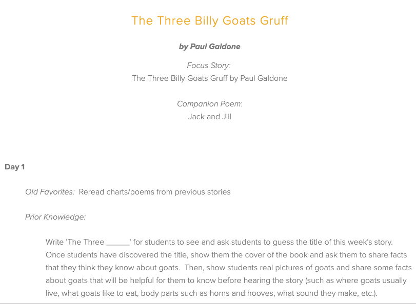 The Three Billy Goats Gruff Lesson Plan