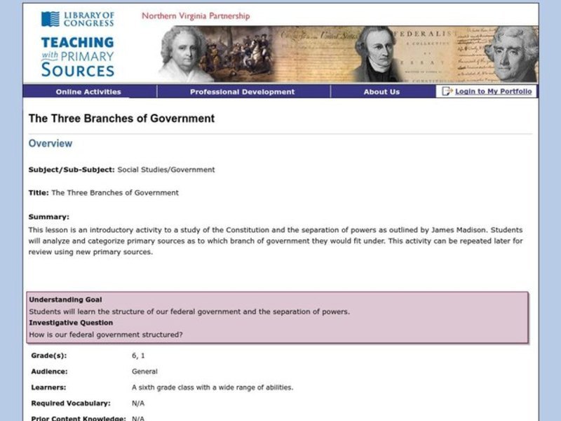 The Three Branches of Government Lesson Plan