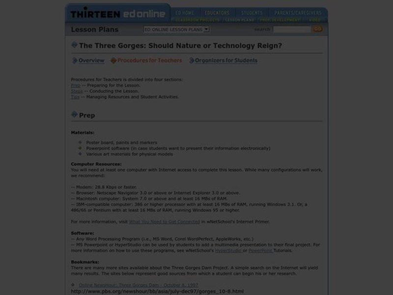 The Three Gorges: Should Nature or Technology Reign? Lesson Plan