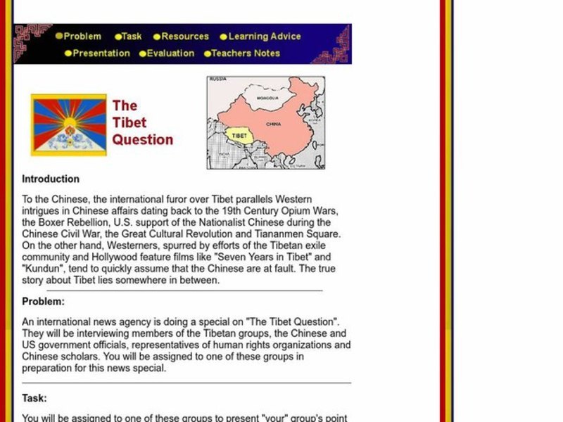 The Tibet Question Lesson Plan
