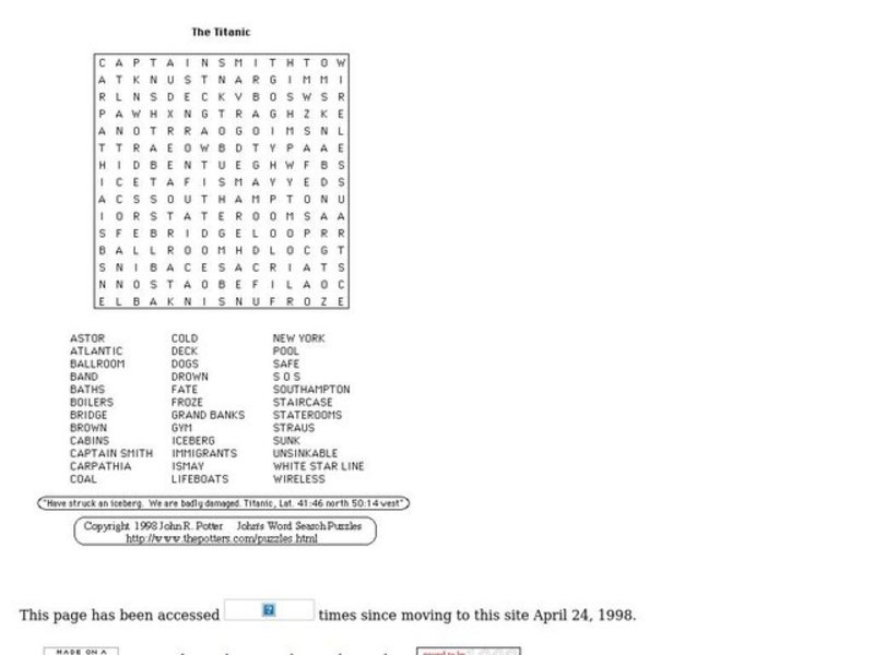 The Titanic Worksheet