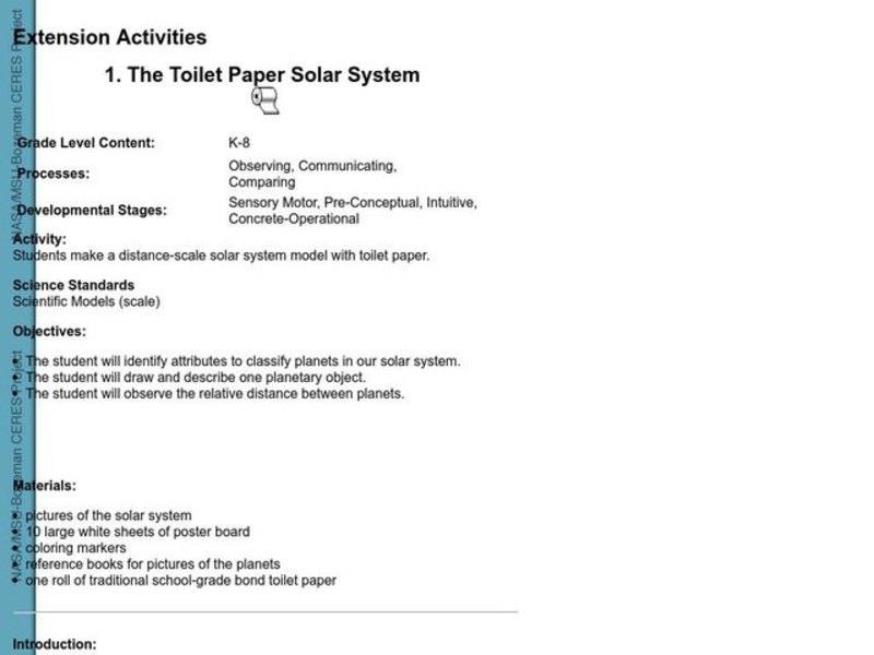 The Toilet Paper Solar System Lesson Plan