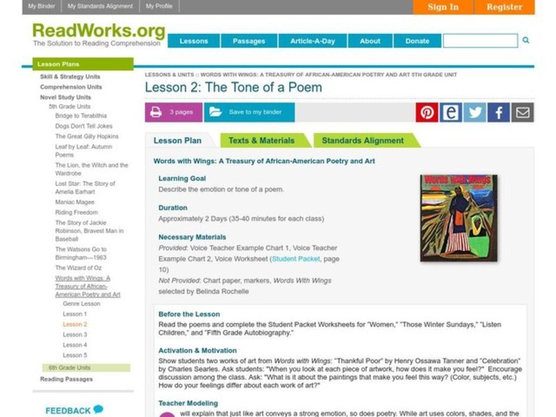 The Tone of a Poem Lesson Plan