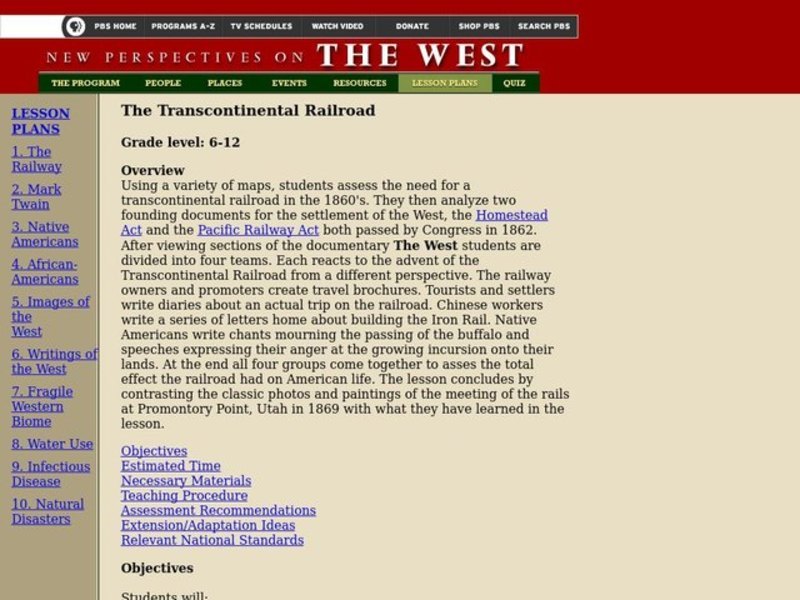 The Transcontinental Railroad Lesson Plan