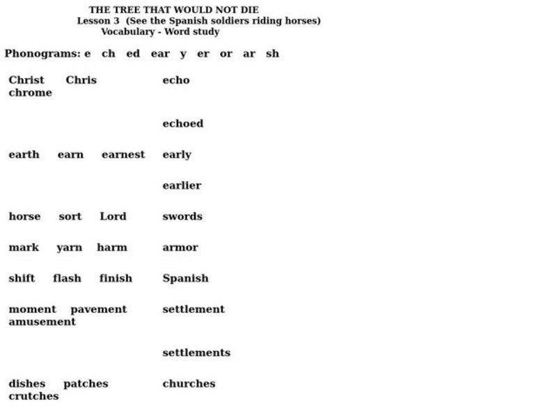 The Tree that Would Not Die Lesson 3 Worksheet