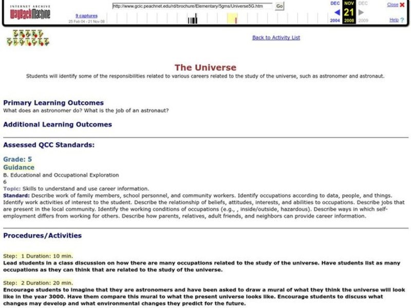 The Universe Lesson Plan