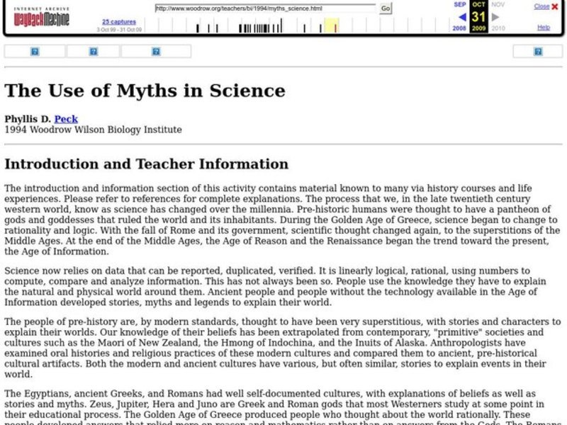 The Use of Myths in Science Lesson Plan