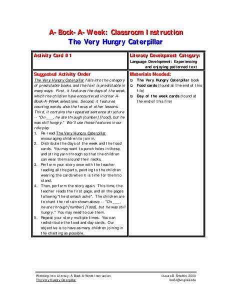 The Very Hungry Caterpillar Lesson Plan