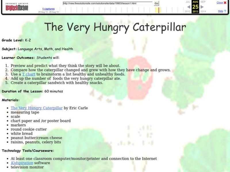 The Very Hungry Caterpillar Lesson Plan