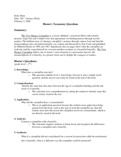 The Very Hungry Caterpillar Lesson Plan