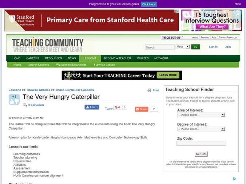 The Very Hungry Caterpillar Lesson Plan