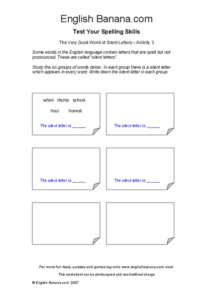 The Very Quiet World of Silent Letters Worksheet