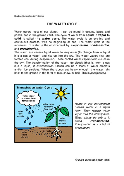 The Water Cycle Worksheet