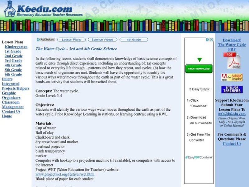 The Water Cycle Lesson Plan
