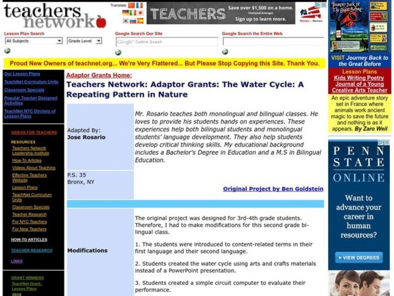 The Water Cycle: A Repeating Pattern in Nature Lesson Plan