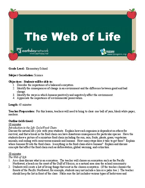 The Web of Life Lesson Plan