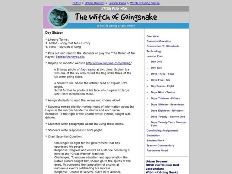 The Witch of Goingsnake Lesson Plan