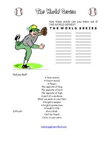 The World Series Worksheet