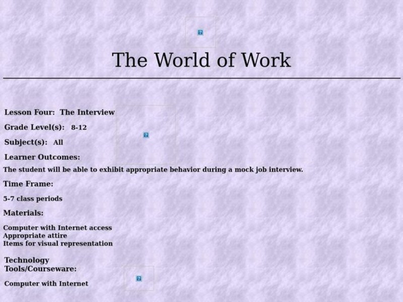 The World of Work Lesson Plan