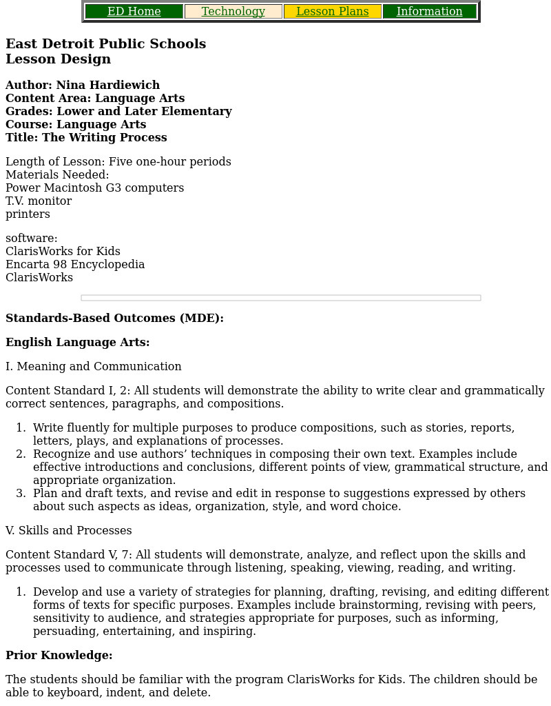 The Writing Process Lesson Plan