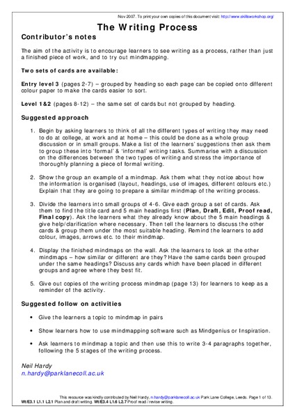 The Writing Process Worksheet