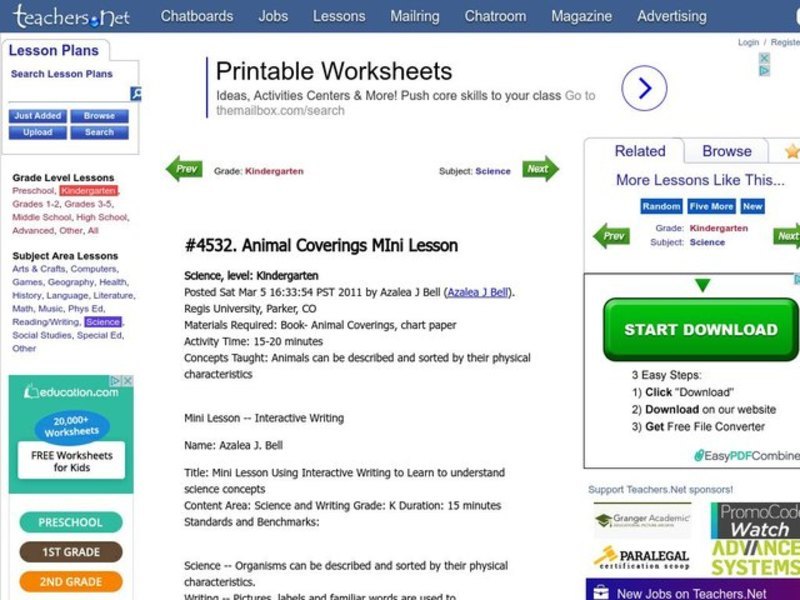 Animal Coverings Lesson Plan