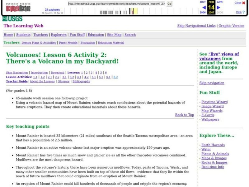 There's a Volcano in my Backyard! Lesson Plan