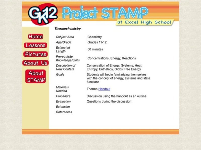 Thermochemistry Lesson Plan
