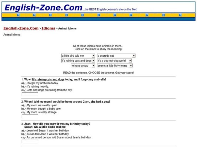 Animal Idioms Worksheet