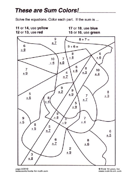 These Are Sum Colors! Worksheet