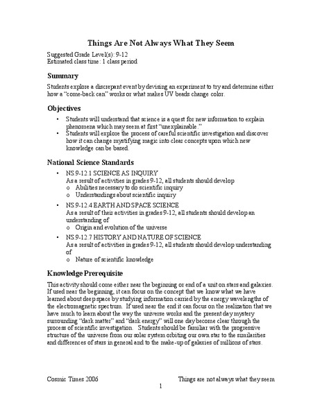 Things Are Not Always What They Seem Lesson Plan