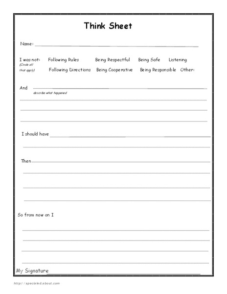 Think Sheet Worksheet