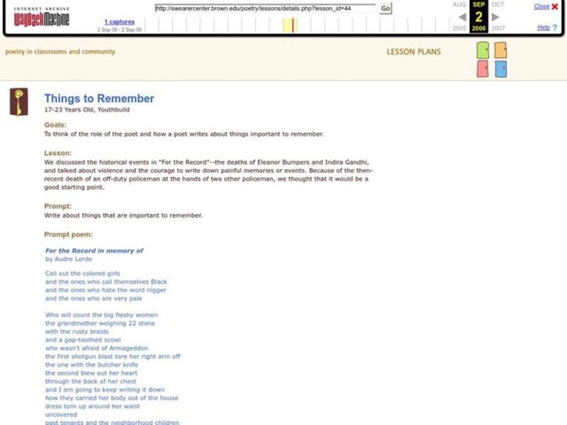 Things to Remember Lesson Plan