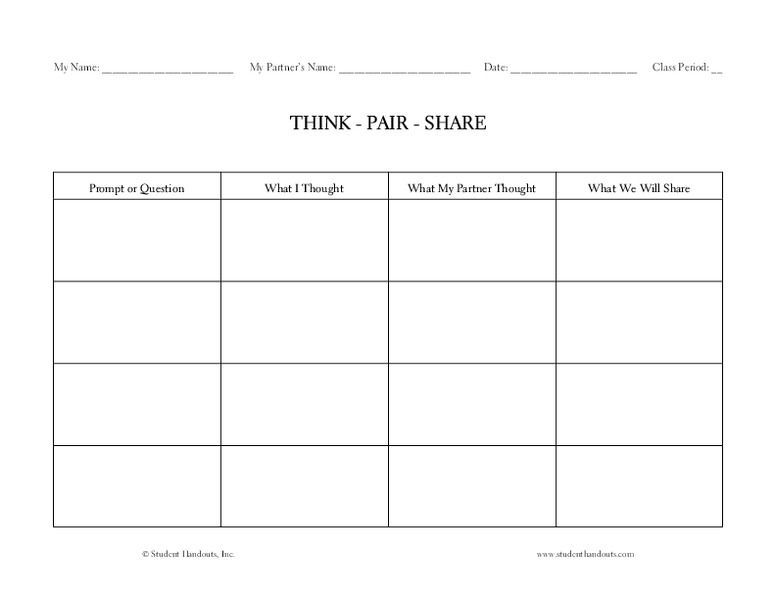 Think-Pair-Share Organizer