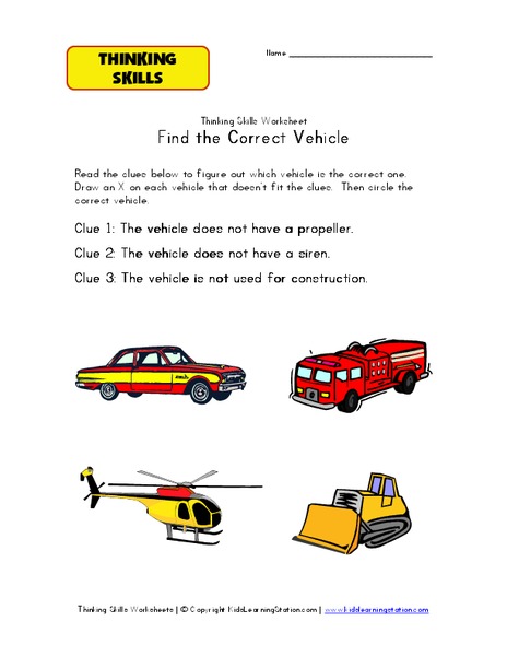 Thinking Skills Worksheet