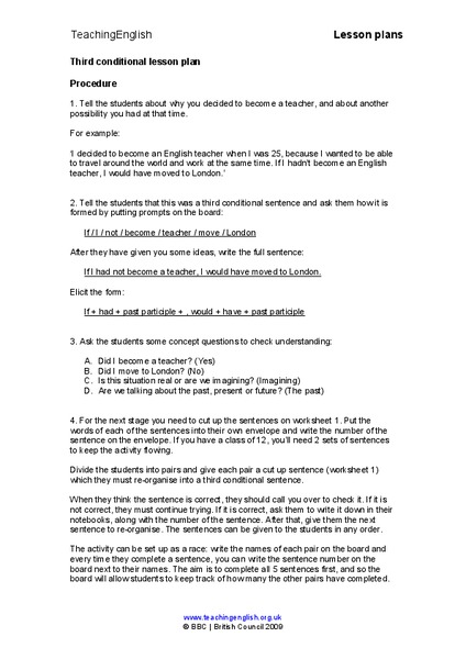 Third Conditional Lesson Plan