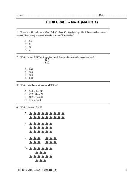 Third Grade Math Lesson Plan
