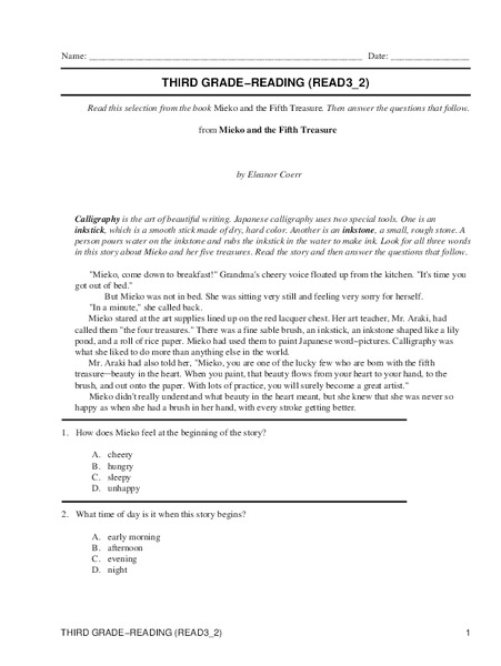 Third Grade Reading Lesson Plan