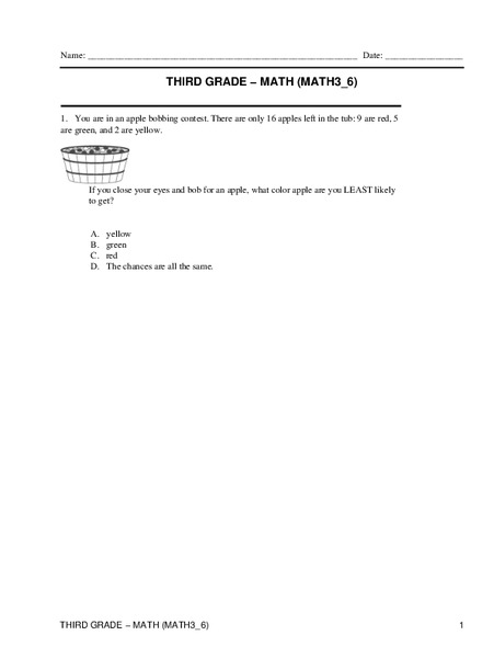 Third Grade Math Worksheet