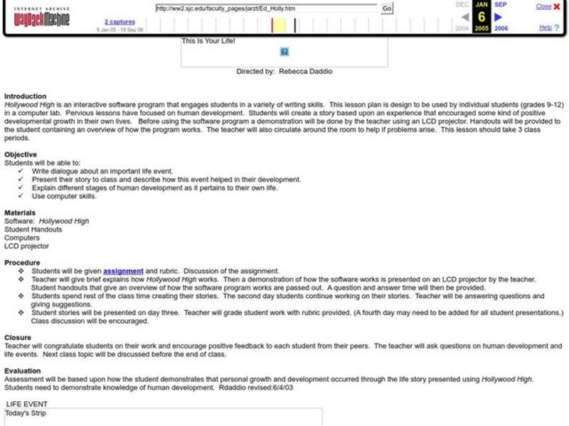 This Is Your Life Lesson Plan