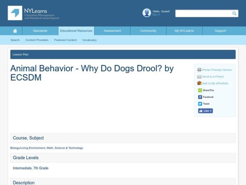 Animal Behavior - Why Do Dogs Drool? Lesson Plan