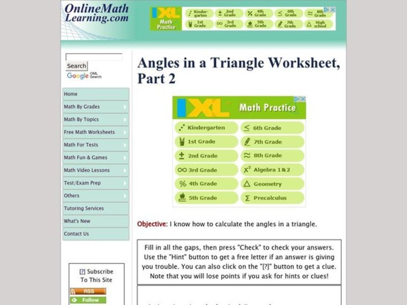 Angles in a Triangle Interactive