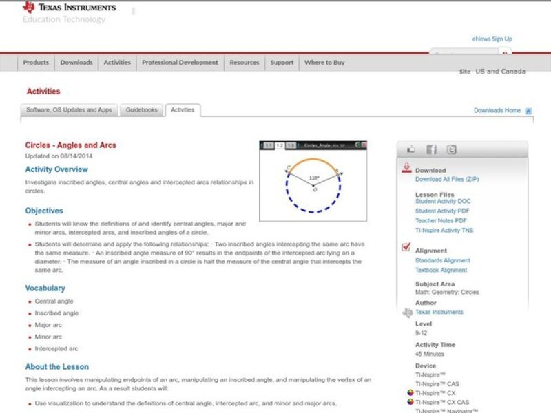 Angles and Arcs Lesson Plan