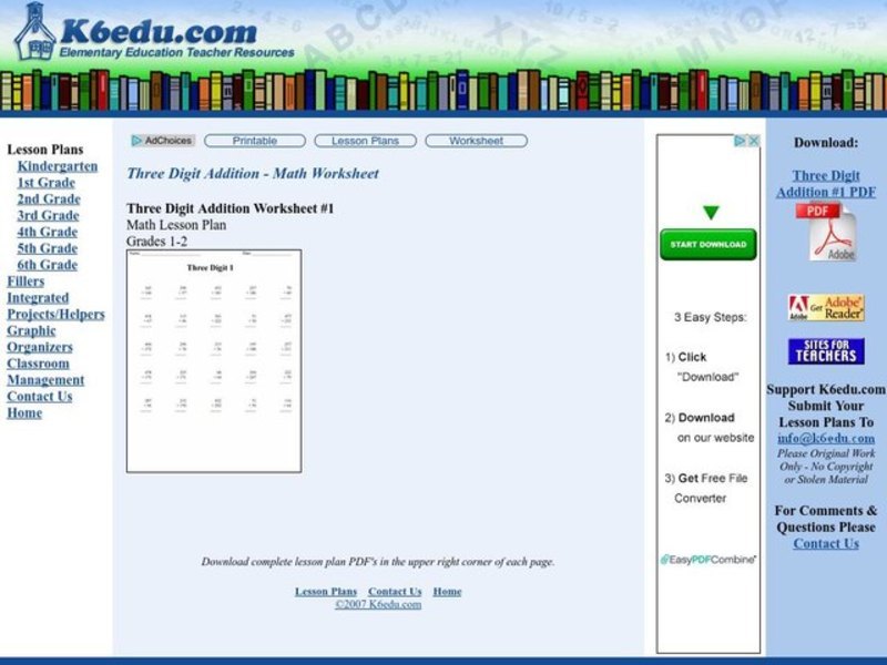 Three Digit Addition Worksheet